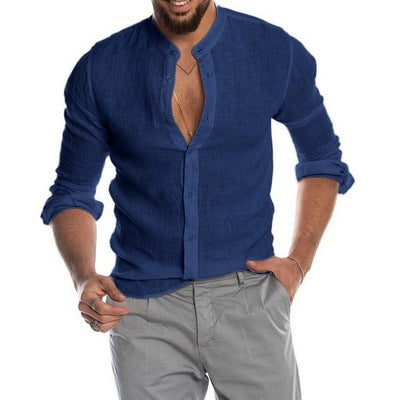 Cotton Linen Shirt Short Sleeve Casual Men's