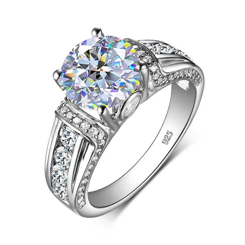 Luxury Women's High Jewelry Engagement Wedding Designer Rings Real 925 Silver 2 Carat Moissanite Diamond Rings