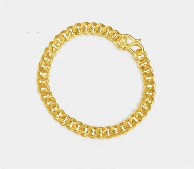 Cuban Chain Hip Hop Unisex Senior Bracelet  Bracelets Trend Clothes Matching 24K Gold 17cm