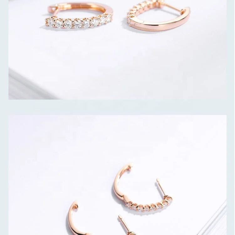 Wholesale Gold Jewelry 14K Gold Diamond Huggie Hoop Earrings