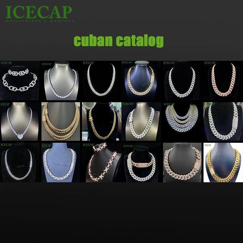 Hip Hop Miami Cuban Link Chain Mens 14k 18k Gold Plated 18mm Diamond Necklace Men Jewelry Custom Cuban Link Chain in Silver 925