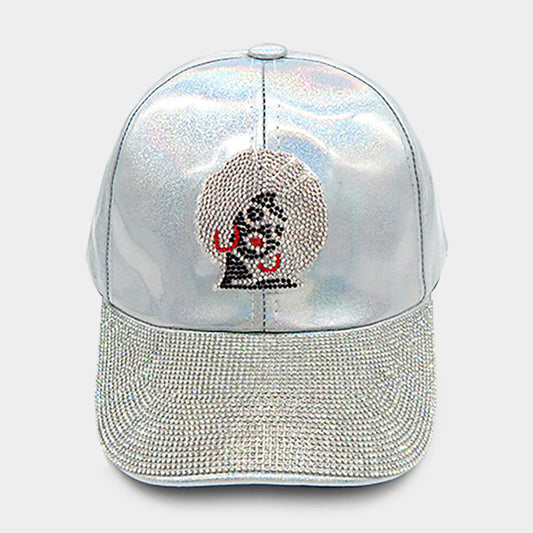 Bling Afro Girl Accented Baseball Cap