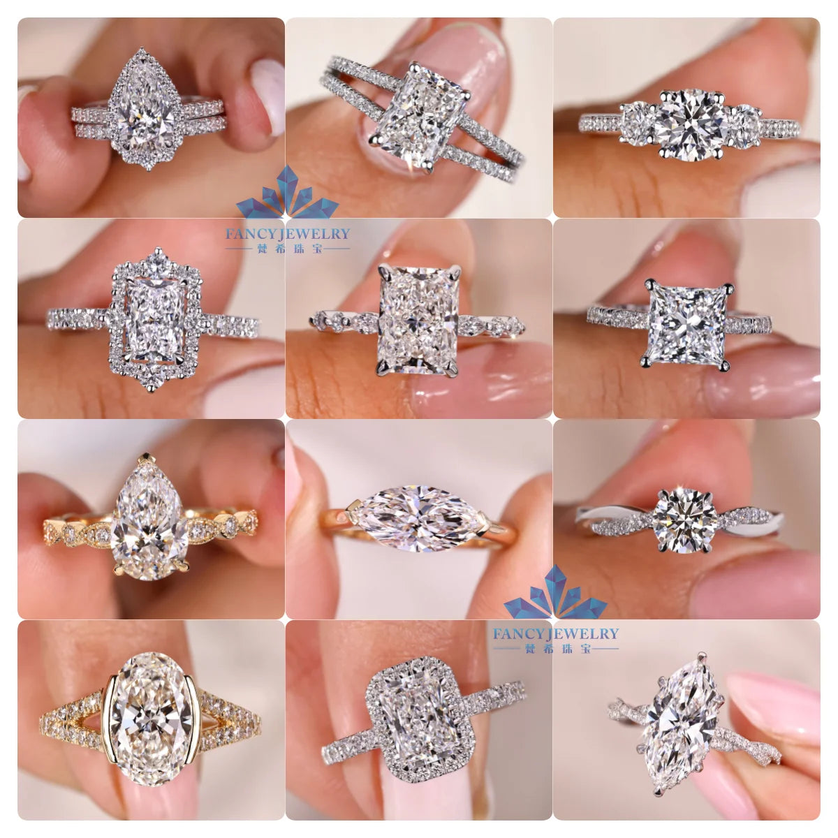 Wuzhou Fancy Jewelry Simplicity Style 7.5mm Old Mine Asscher Cut  Moissanite Engagement Ring 14k Gold  Rings for Women