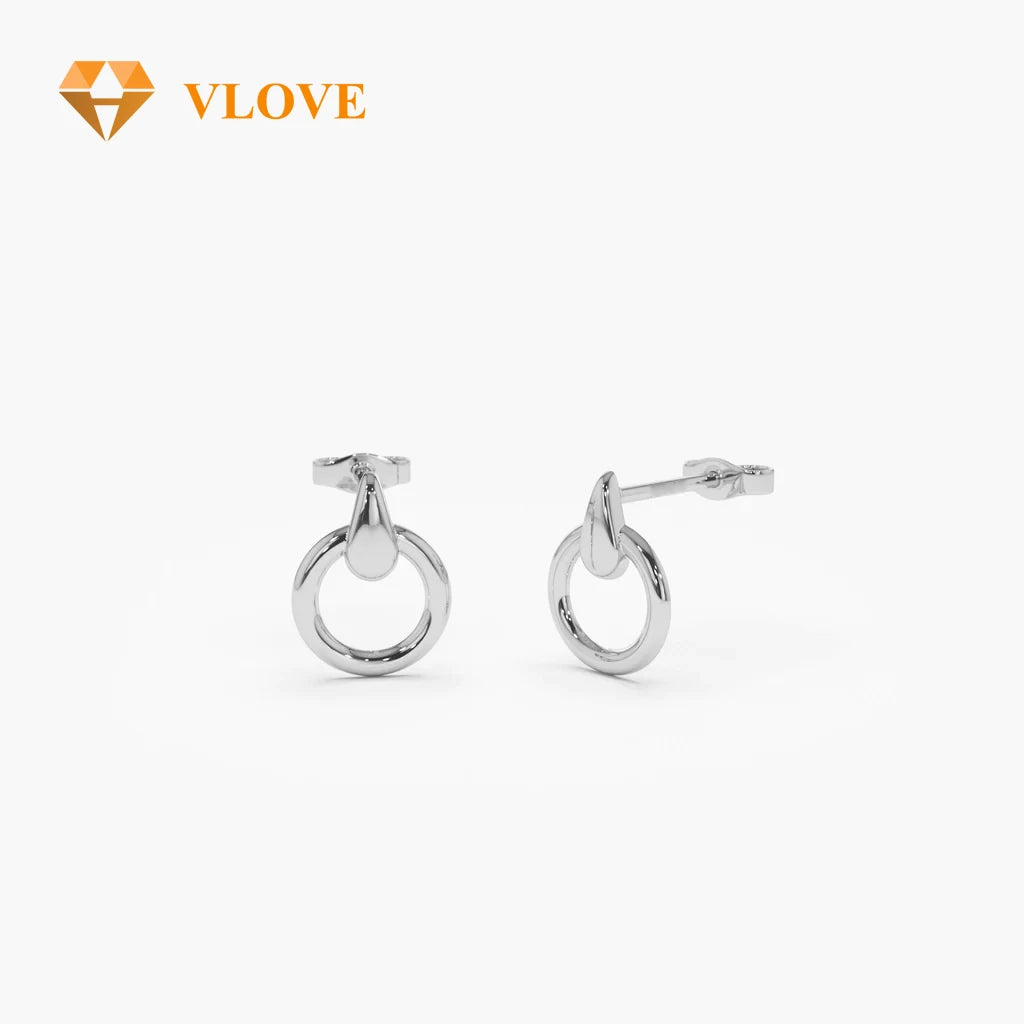 VLOVE Wholesale 14K Gold Jewelry High-End Earrings 14k Dainty Circle Drop Earrings