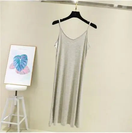 Spring Summer 2026 Woman Tank Dress Casual Modal Sexy Camisole Elastic Female Home Beach Dresses O-Neck Camis Sexy Dress