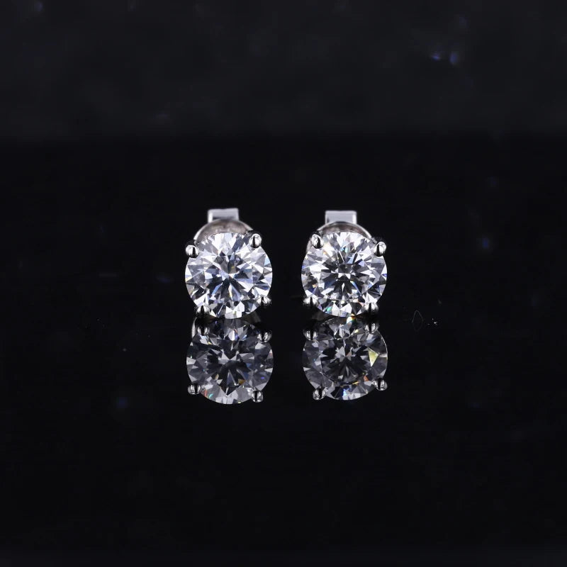 Starsgem 14k Gold 4 Prongs 0.5ct Round Brilliant Cut Lab Grown Diamond Earrings
