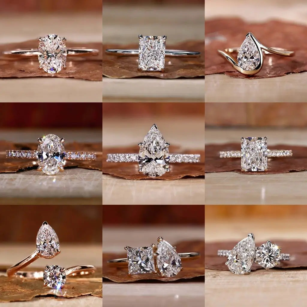Lab Ceate Diamond Ring 14k Gold 2ct Pear Cut Moissanite Diamond Ring Ladies Wedding Band Engagement Ring Diamond