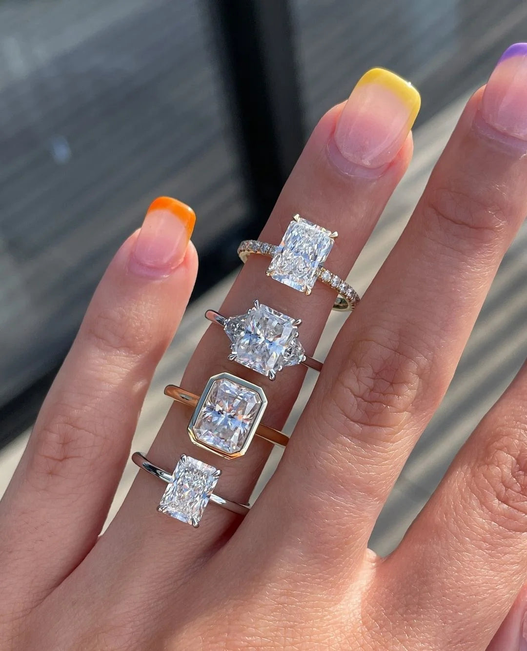 14k Gold Jewelry Wholesale Solid 3Carat 9x7mm Radiant Crushed Ice Cut Moissanite Ring Women Engagement Wedding
