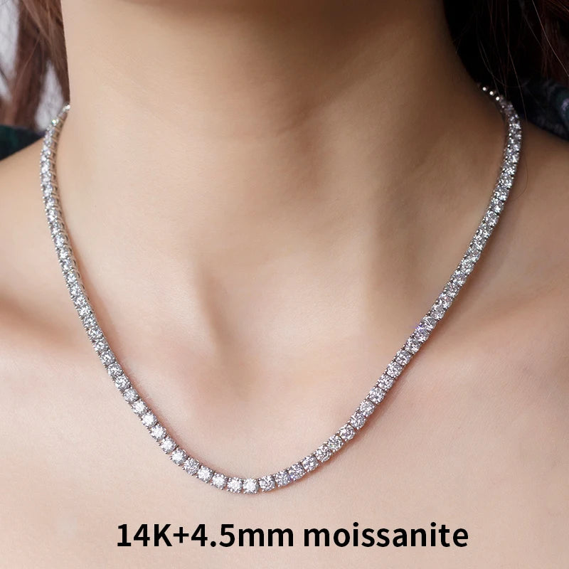 Messi Jewelry 925 Silver 14K Gold White Gold Custom Moissanite Tennis Chain Necklace