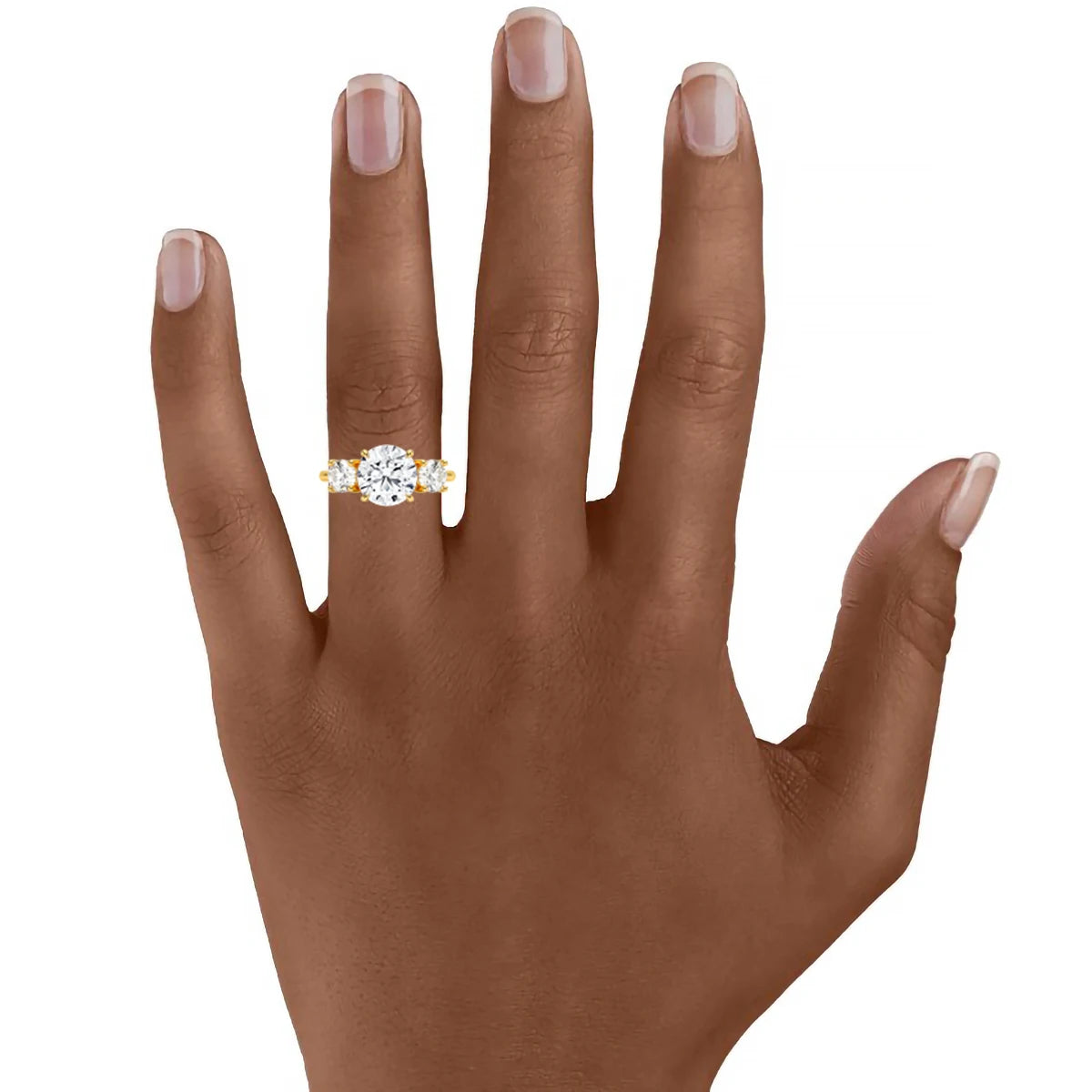 Fine Jewelry Manufacturer Women Anillos Valentine's Day Gift Classic 4 Prong 3 Stone Moissanite Hollow 14K Gold Ring