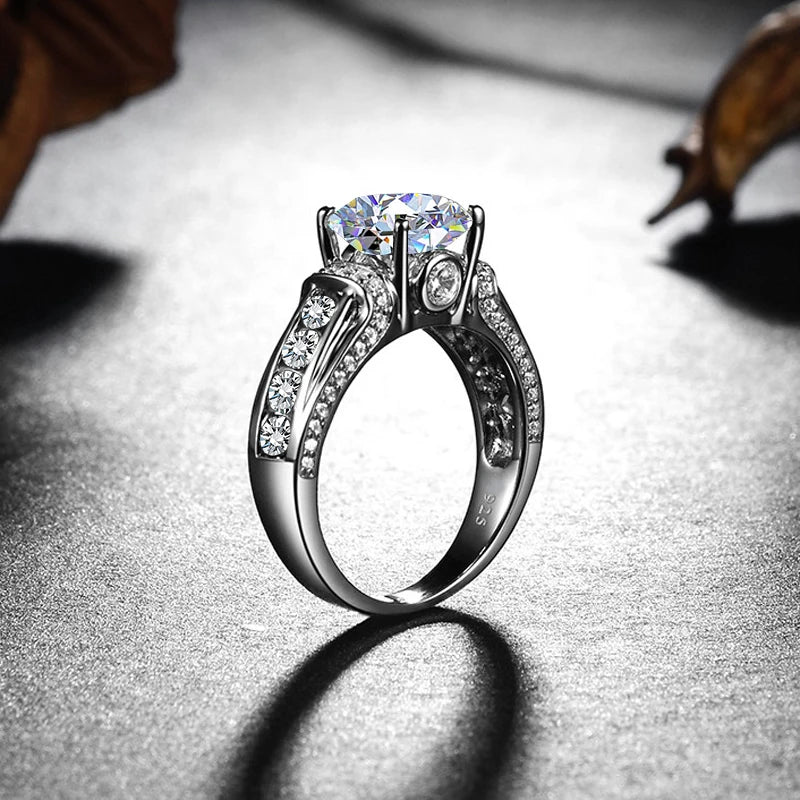 Luxury Women's High Jewelry Engagement Wedding Designer Rings Real 925 Silver 2 Carat Moissanite Diamond Rings