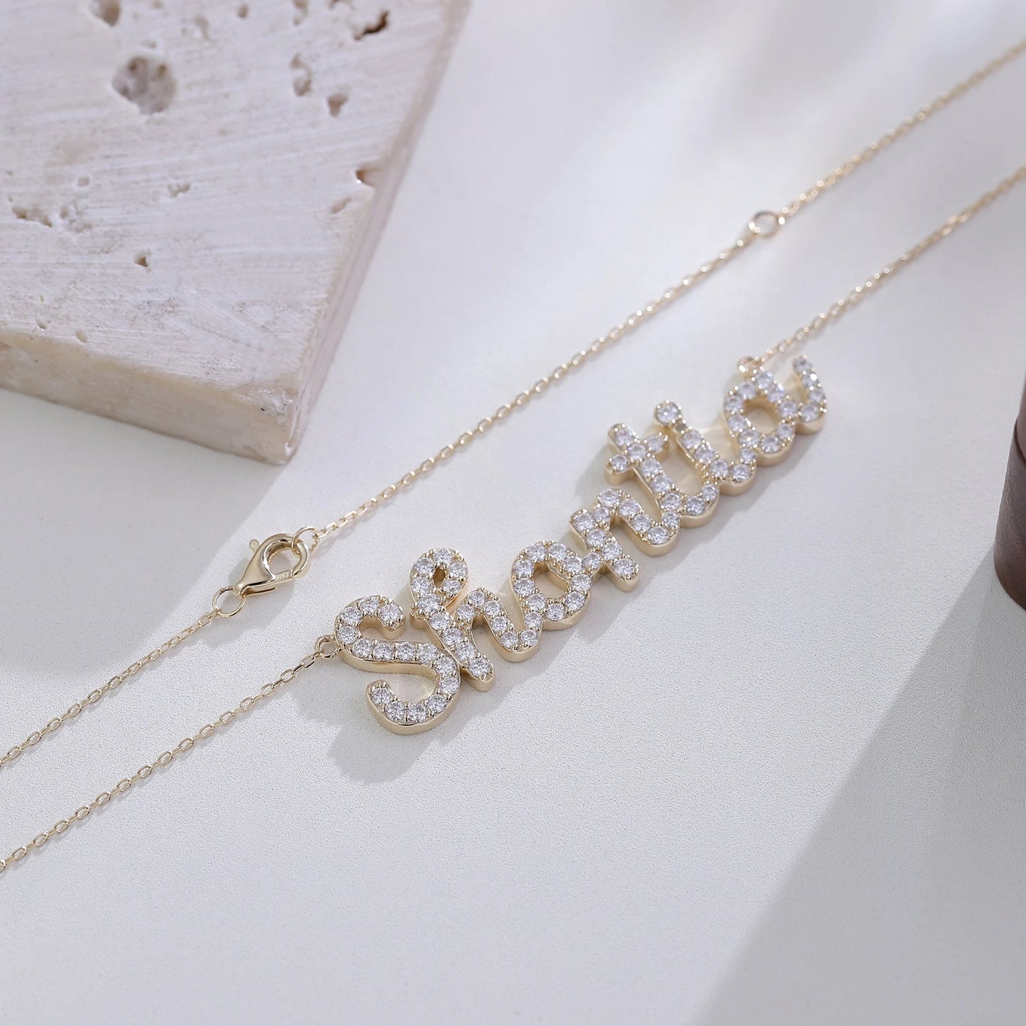 Personalized Name Lab Grown Diamond Necklace Jewelry 10k/14k/18k Solid Gold Lab Diamond Custom Letter Pendant Necklace