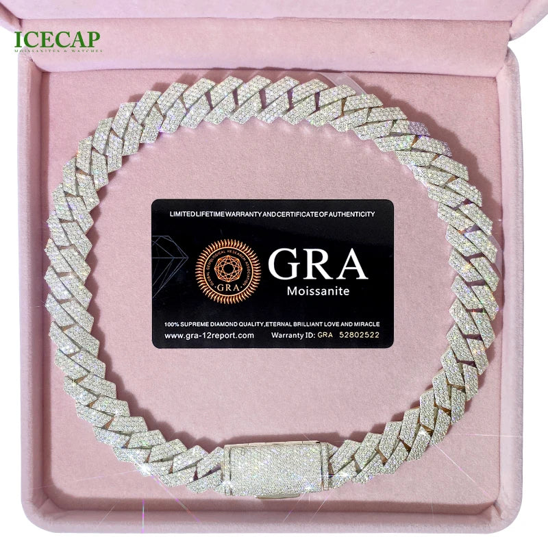 Hip Hop Miami Cuban Link Chain Mens 14k 18k Gold Plated 18mm Diamond Necklace Men Jewelry Custom Cuban Link Chain in Silver 925