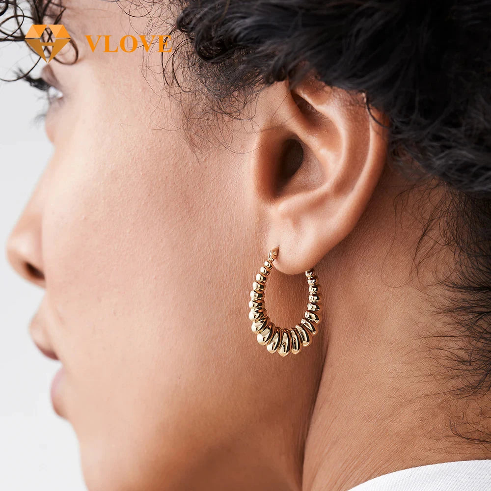 VLOVE Exclusive Jewelry Collections Custom Earrings 14k Gold Bold Twisted Women's Earrings