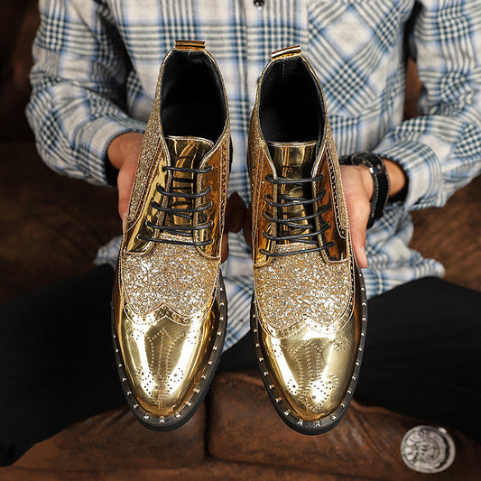 Boots Gold Wedding Dress Shoes Men's