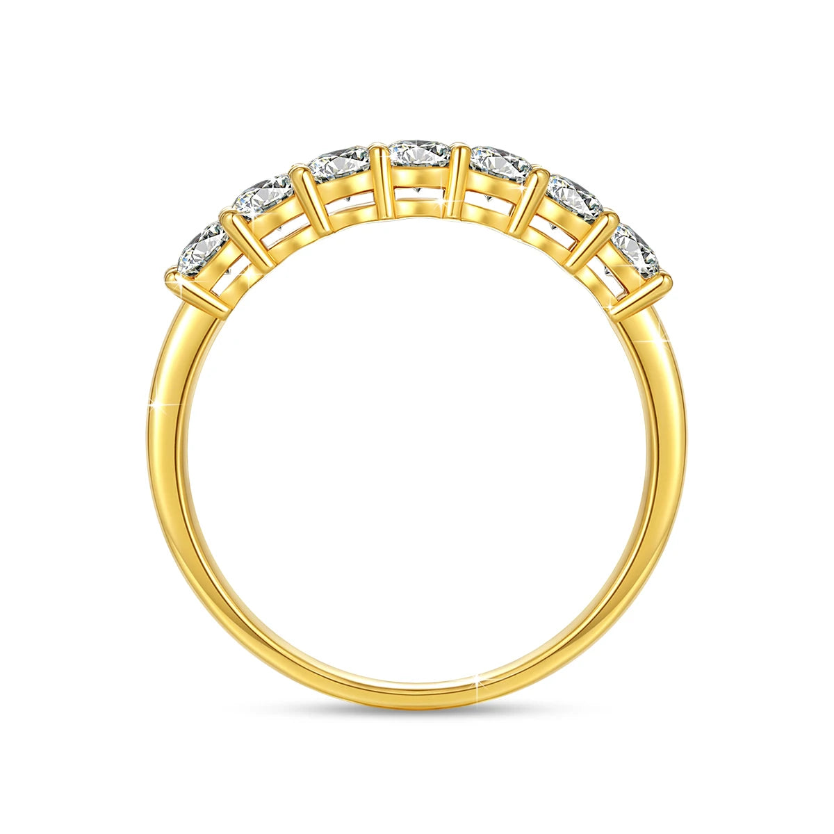 Woman Fine Gold Jewelry Engagement Wedding Mini 7 Moissanite Diamonds Hollow 14K Real Gold Ring
