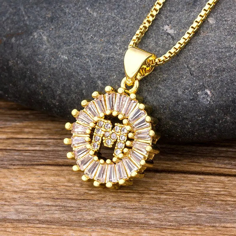 Initial Letter Pendant 26 Letters Charm Name Necklace Top Quality Copper Zircon Jewelry Birthday Gift