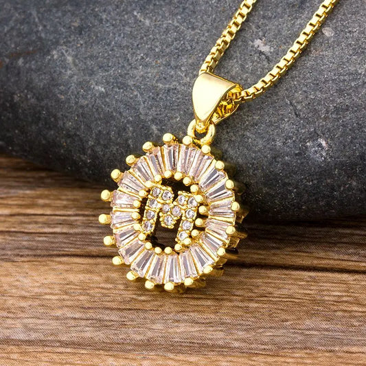 Initial Letter Pendant 26 Letters Charm Name Necklace Top Quality Copper Zircon Jewelry Birthday Gift