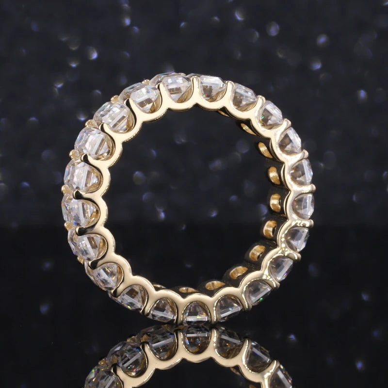 14k Gold Jewelry Wholesale Ring Emerald Cut Original Moissanite Gold Eternity Ring Engagement Solid Gold Gemstone Ring