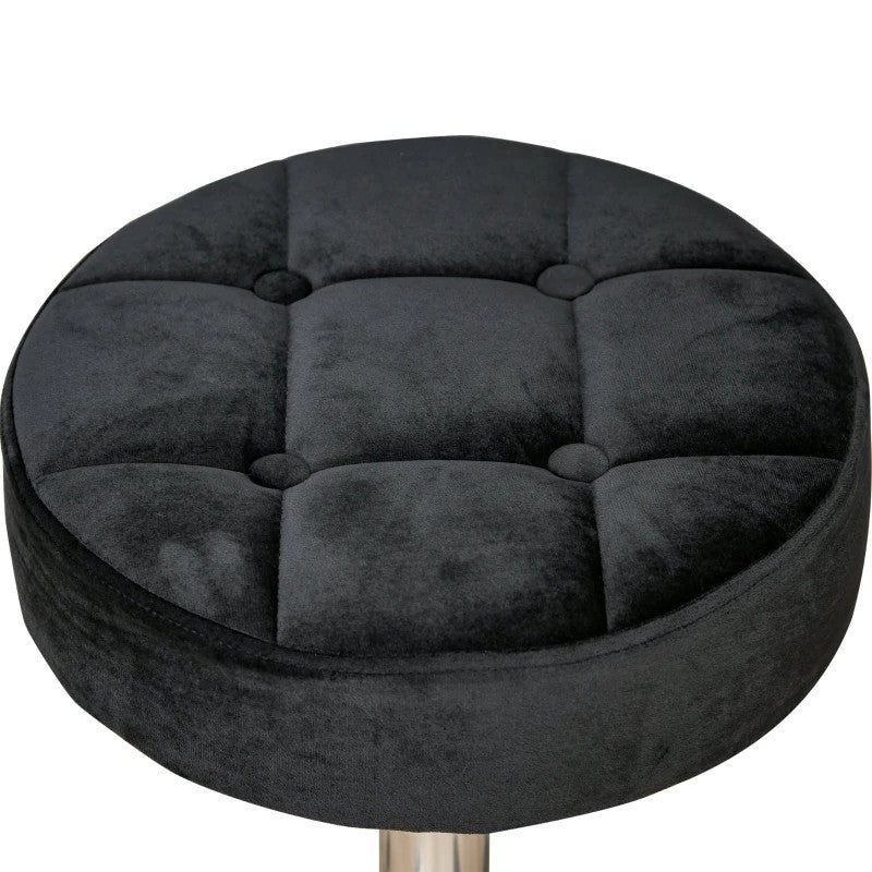 Black Button Tufted Adjustable Rolling Massage Swivel Salon Stool-2