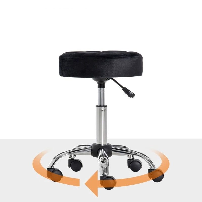 Black Button Tufted Adjustable Rolling Massage Swivel Salon Stool-3