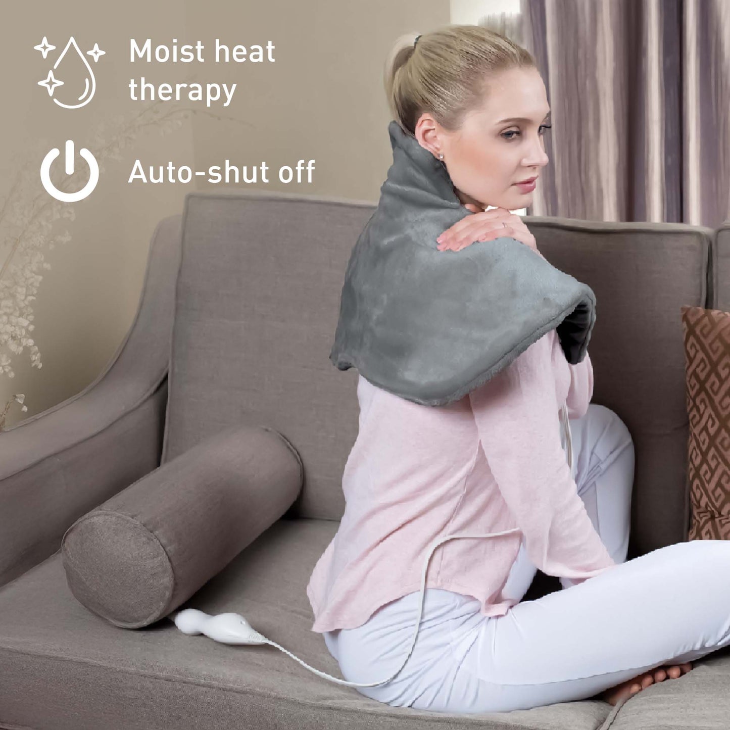 Ultimate Cozy Comfort & Relaxation Bundle – Heated Blanket, Neck & Shoulder Heating Pad, and Massaging Wrap-1