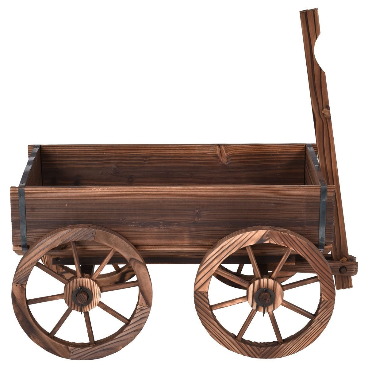 Mobile Half Barrel Solid Wood Planter Box on Wooden Wheels-2