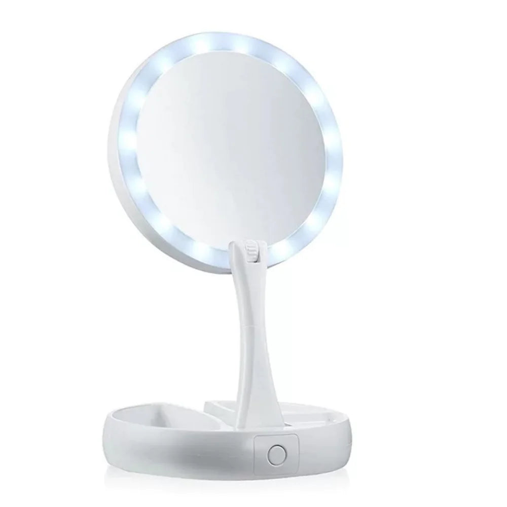 Folding LED Vanity Mirror