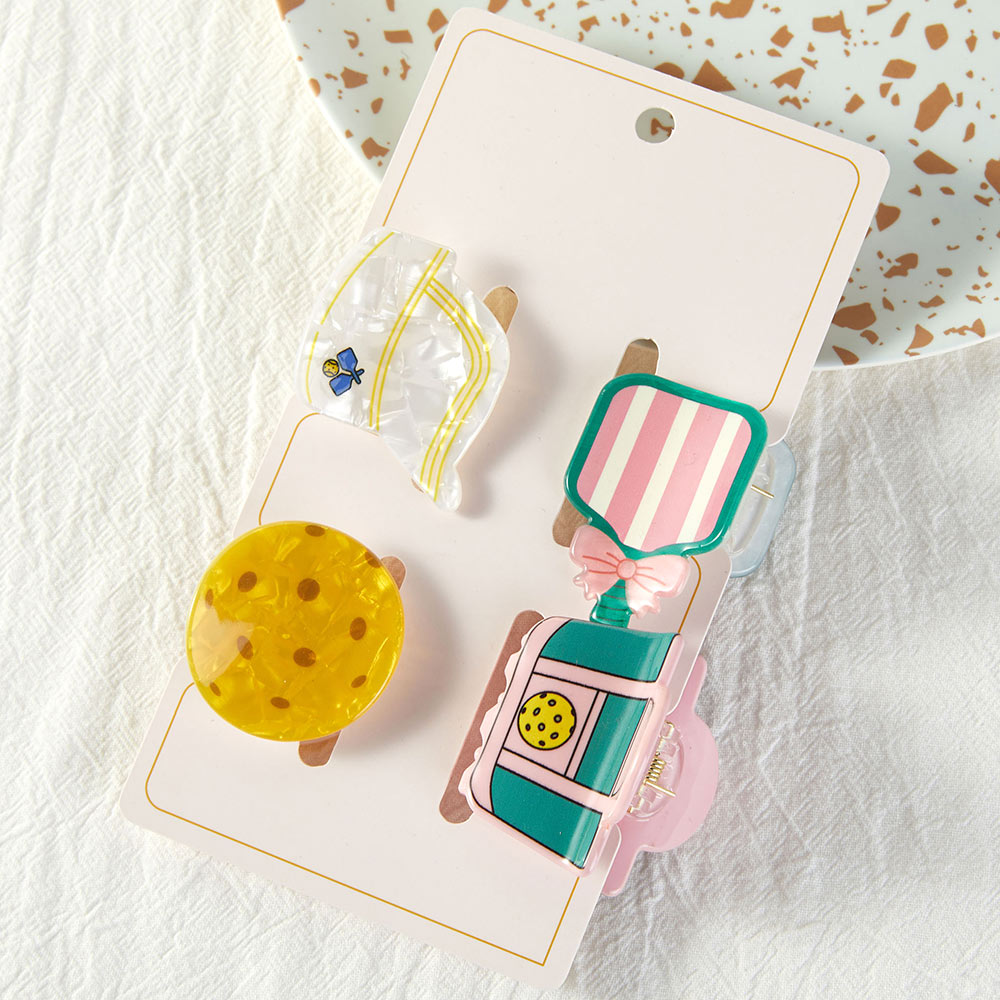 4PCS - Pickleball Themed Mini Hair Claw Clip Set