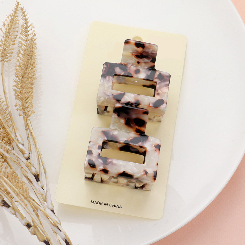 2PCS - Celluloid Acetate Small Square Hair Claw Clips