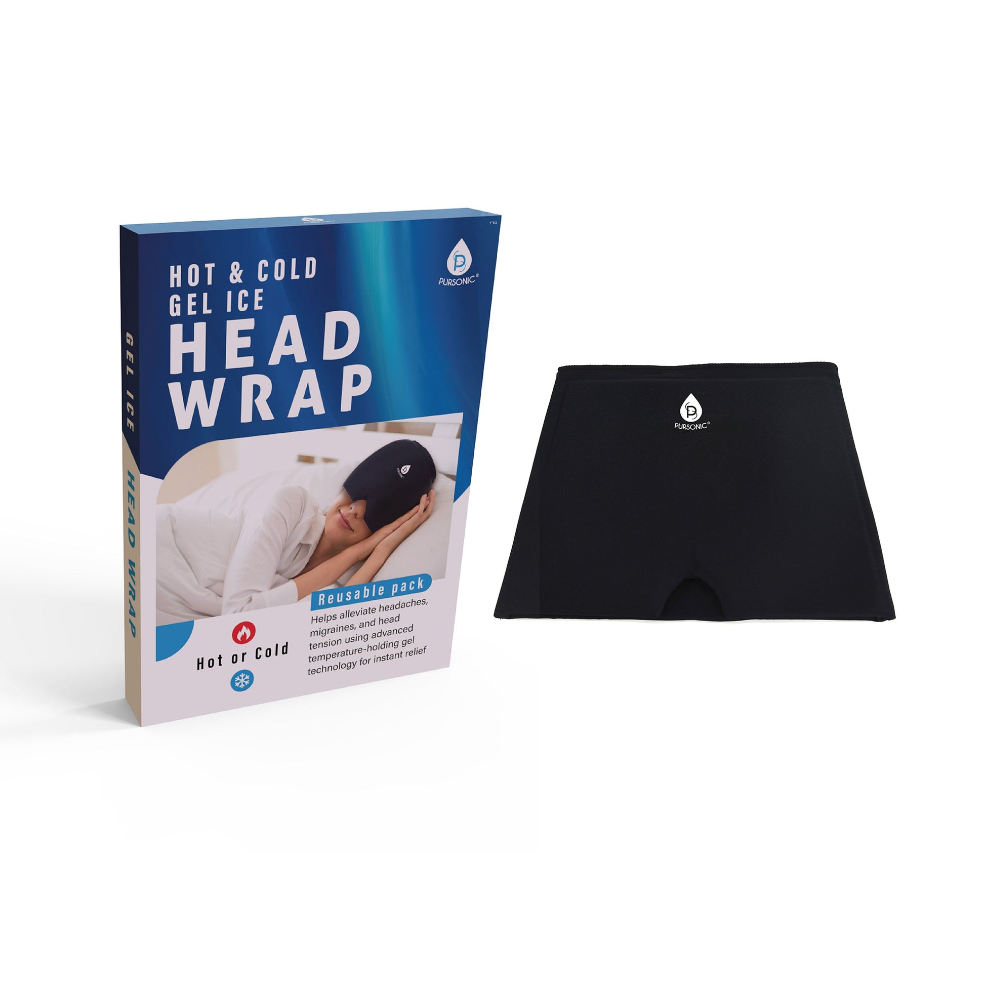 Total Tension Relief: Pursonic 3D Shiatsu Back Massager & Hot/Cold Gel Migraine Cap-1