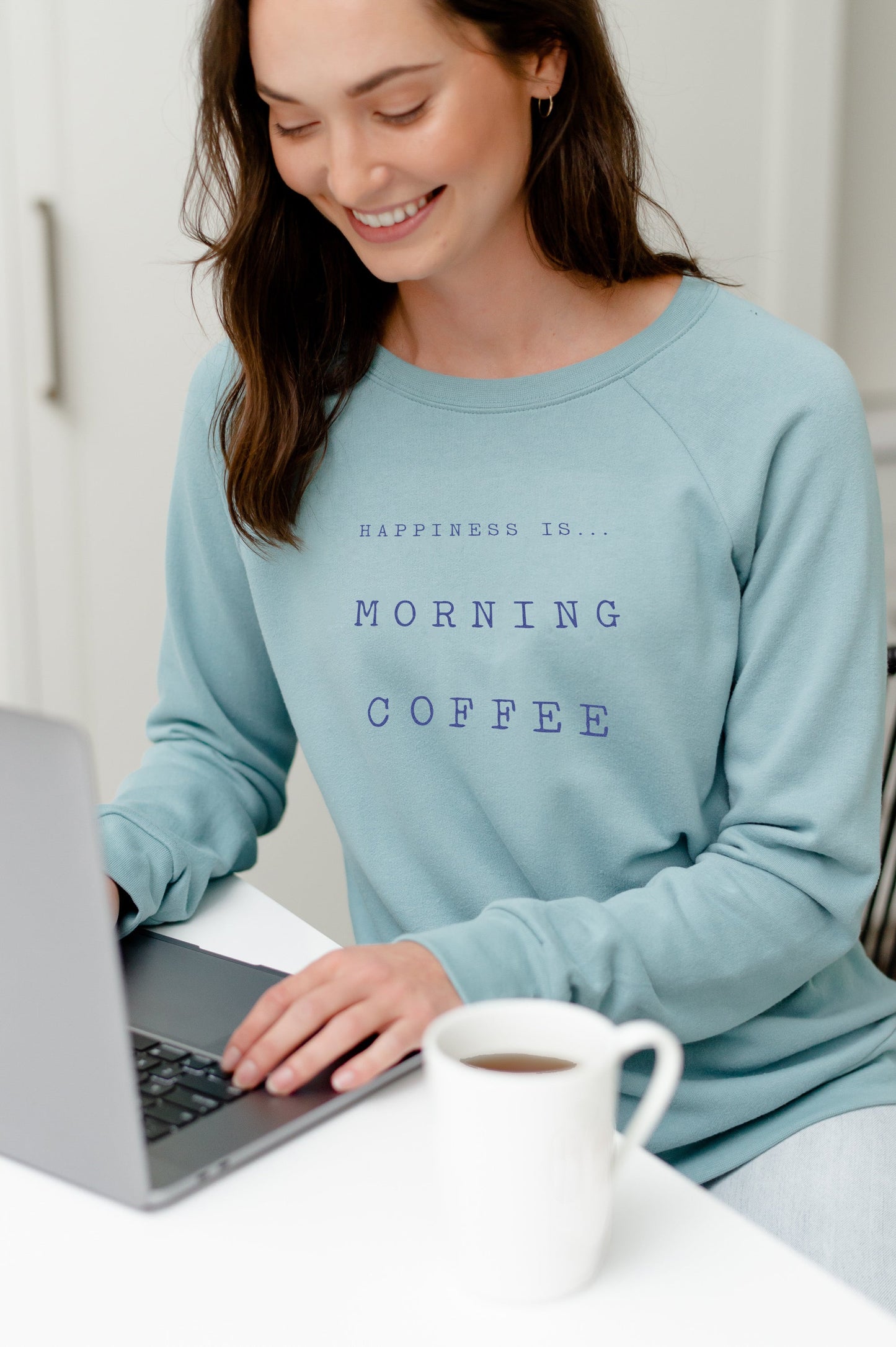 Women's Coffee Crew Sweatshirt, Teal