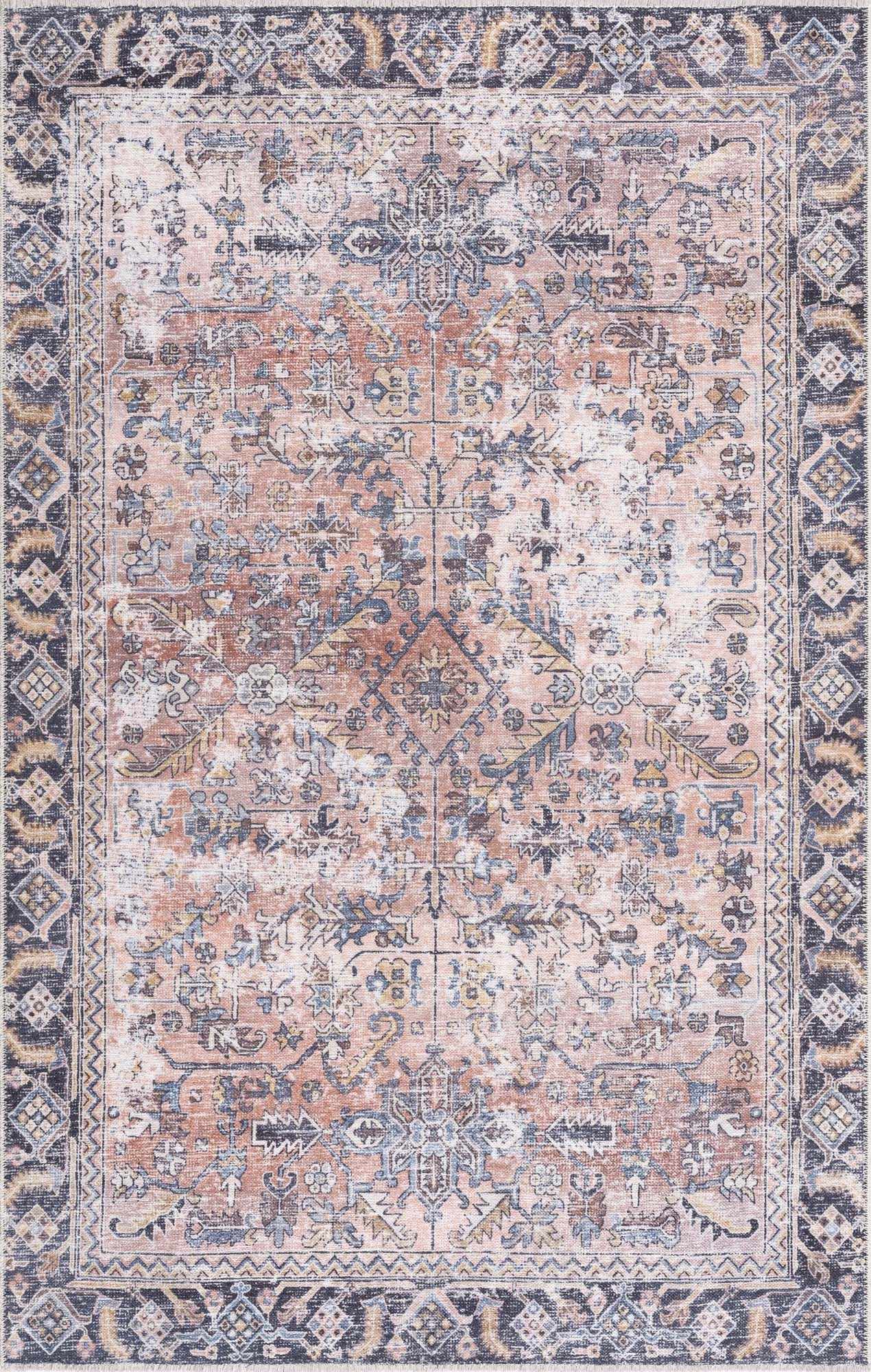 Peach Holi-2305 Washable Area Rug-0