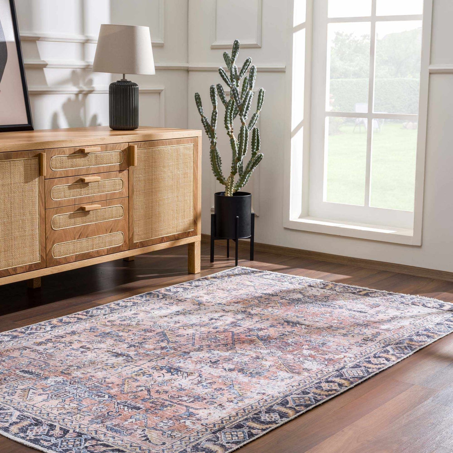 Peach Holi-2305 Washable Area Rug-1