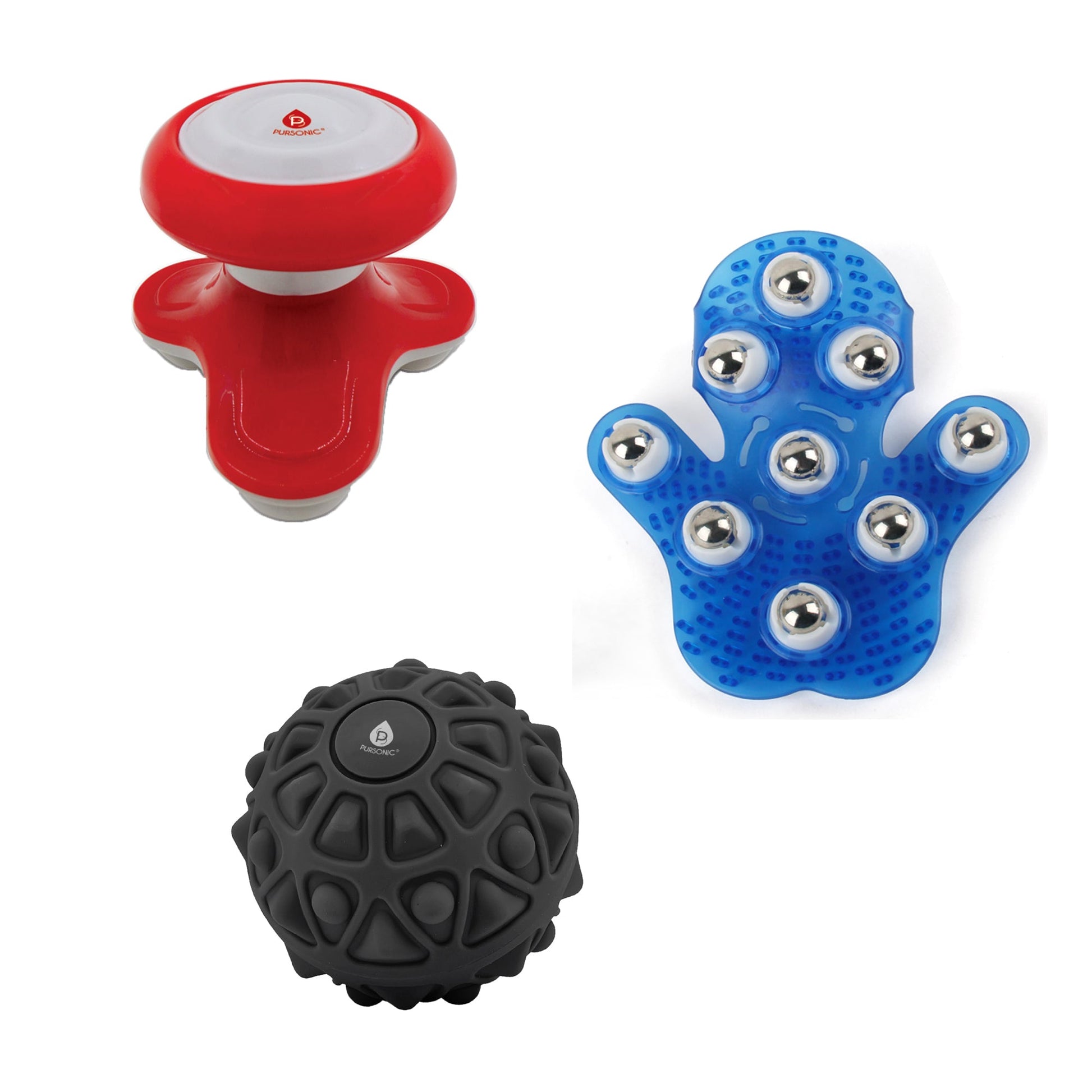 Recovery Trio: Vibrating Massage Ball, Handheld Node Massager & Palm Harmony Glove-0