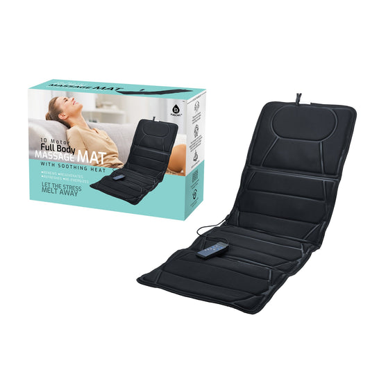 Luxury Massage Mat with Soothing Heat - 10 Powerful Motors Vibrating Massage Mattress Pad with Dual Heating Pads for Ultimate Back Relief, Full Body Massager for Neck, Back, Lumbar, and Calf Muscle Relaxation-0