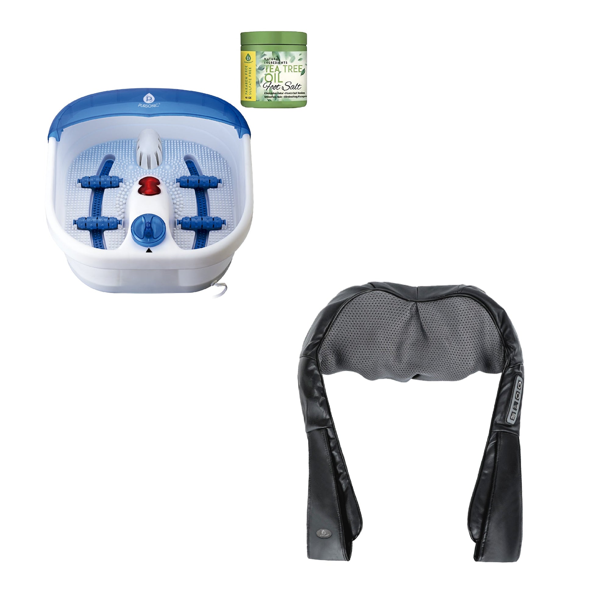 Ultimate Recovery Bundle: Pursonic 3D Shiatsu Back Massager & Heated Foot Spa-0