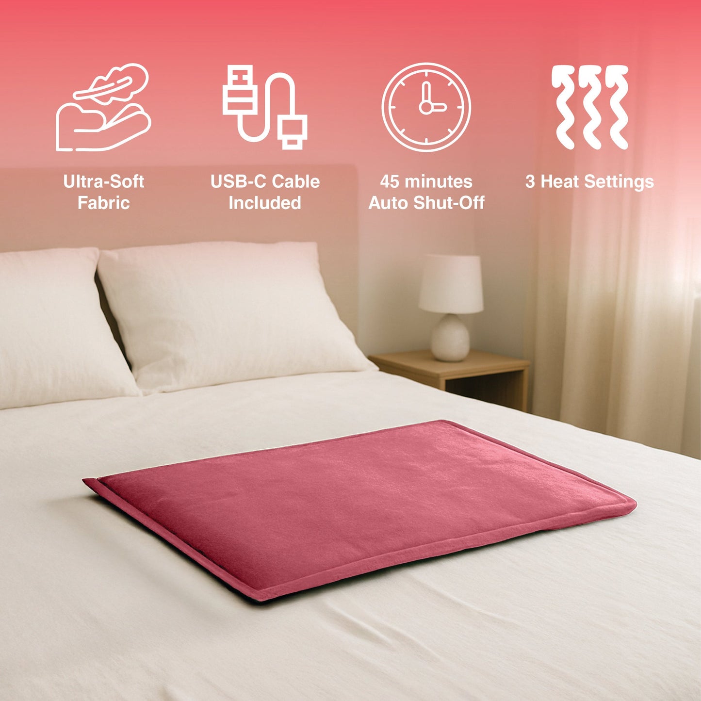 Pursonic Comfort Duo: Extra Large Electric Heating Pads (Pink & Black)-1