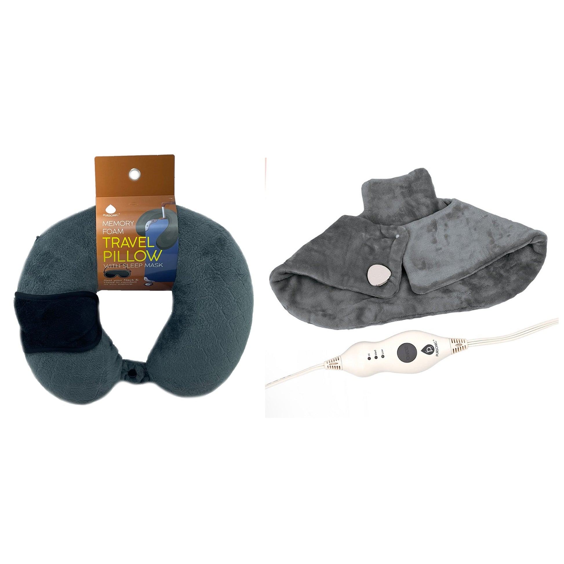 Electric Neck & Shoulder Heating Pad + Memory Foam Travel Pillow-0