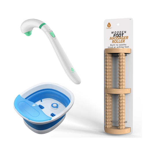 The Ultimate Relaxation Trio: Wooden Foot Massager, Collapsible Wireless Footbath, & Portable Handheld Massager-0