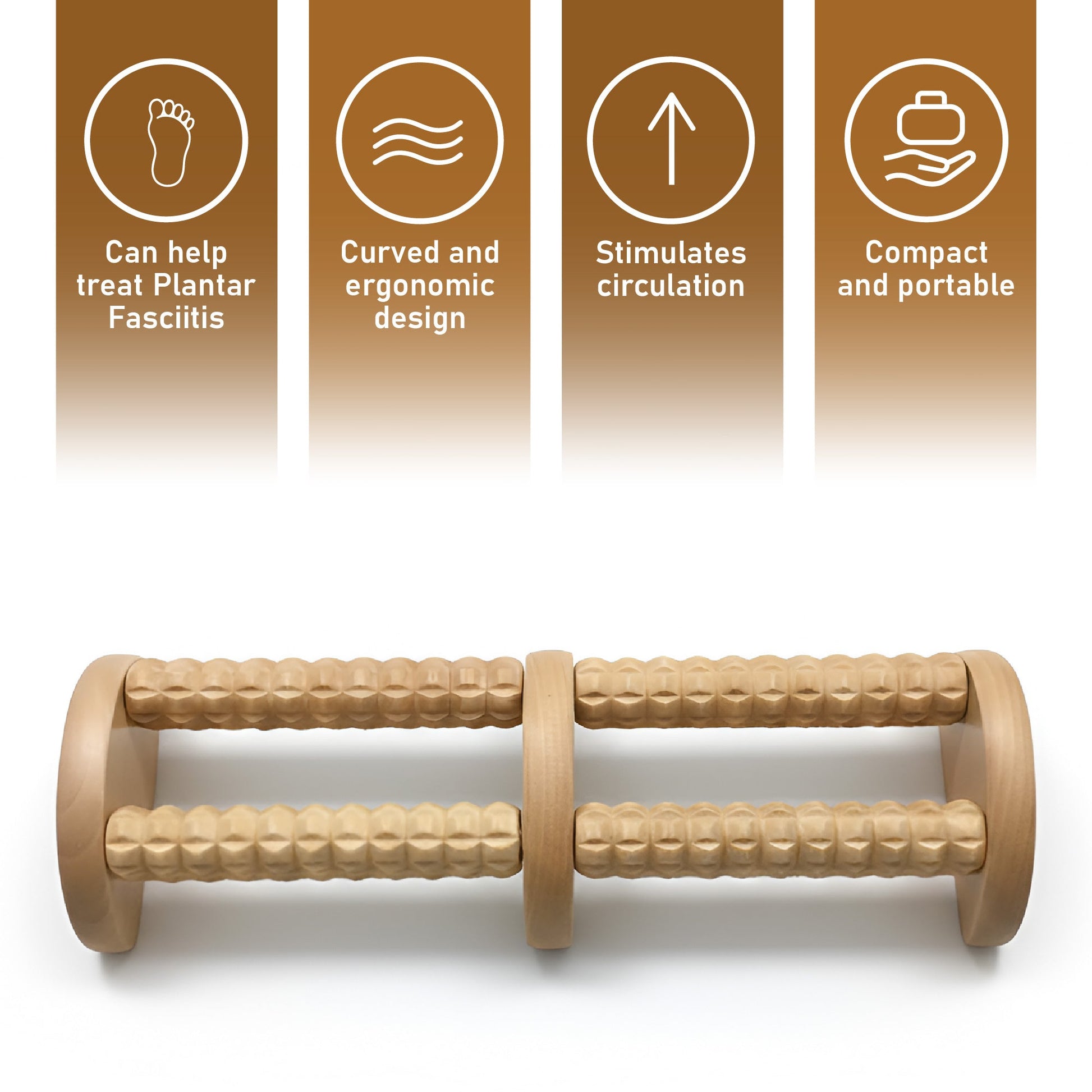 Wooden Foot Massager with Dual Rollers-1