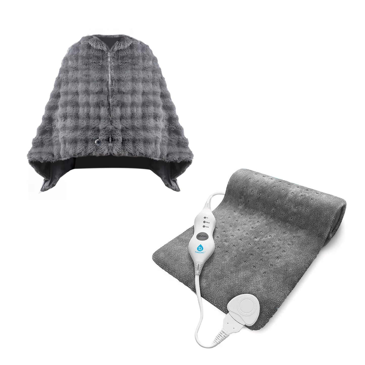 Pursonic Heated Poncho Shawl & XL Full Body Heating Pad-0