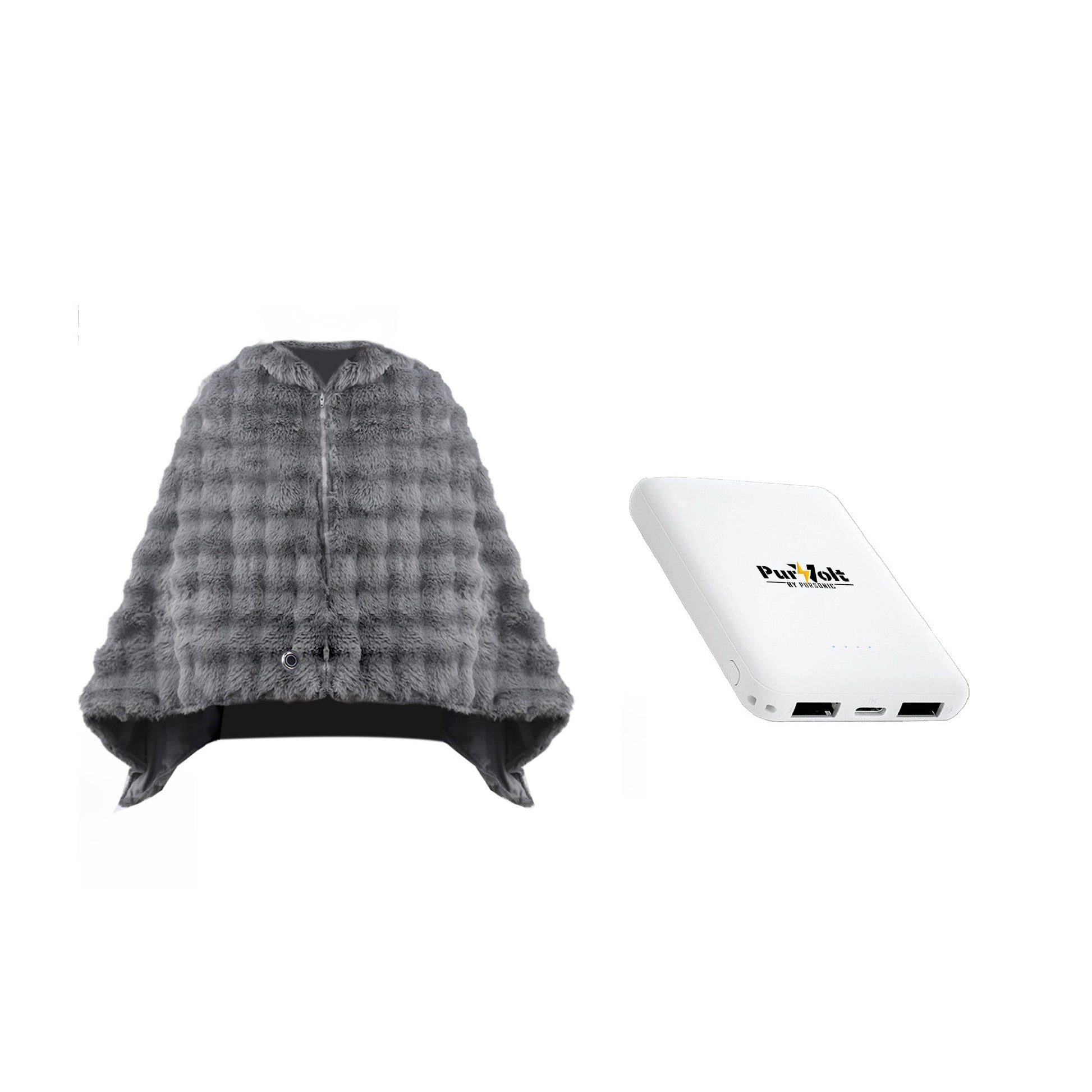 Pursonic Electric Plush Heated Poncho Shawl & Ultra-Compact Power Bank-0