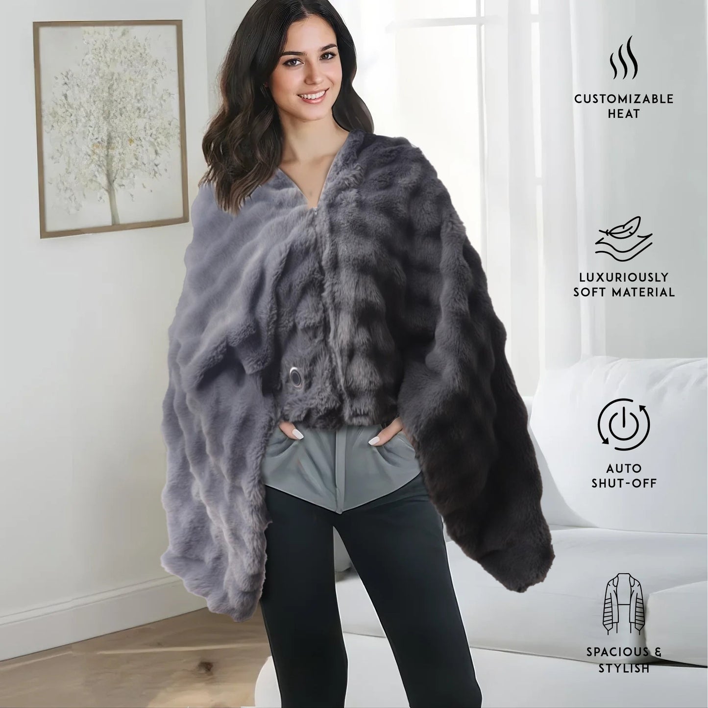 Pursonic Heated Poncho Shawl & XL Full Body Heating Pad-3
