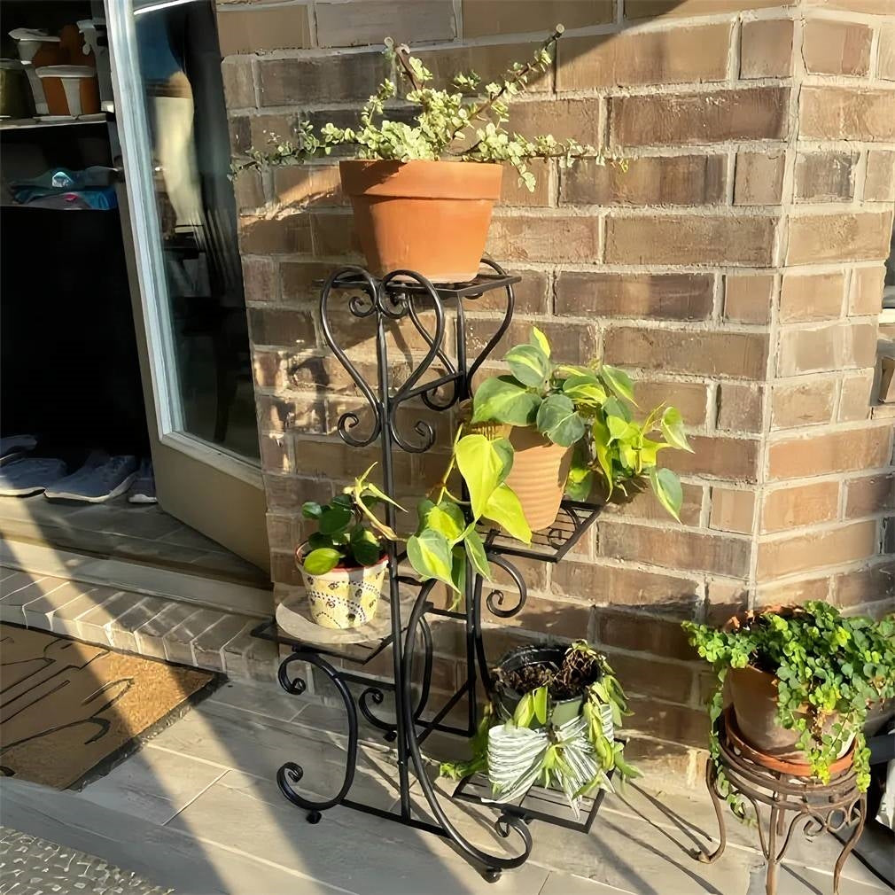 Elegant Black Metal 4-Shelf Plant Stand-3