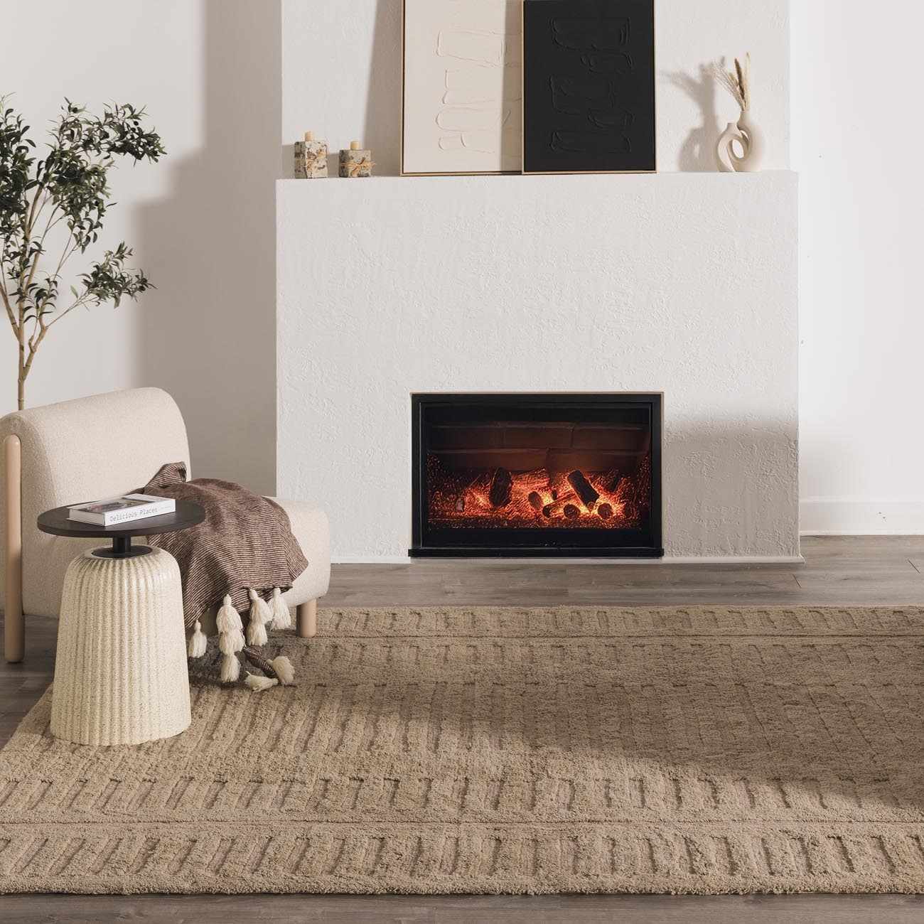 Washable Handmade Wool Rug - Brown-2