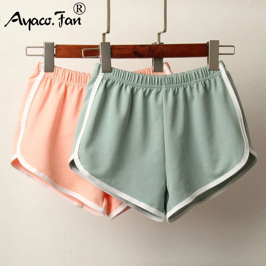 Sports Shorts Women Summer New Candy Color Anti Emptied Skinny Shorts Casual Lady Elastic Waist Beach Correndo Short Pants