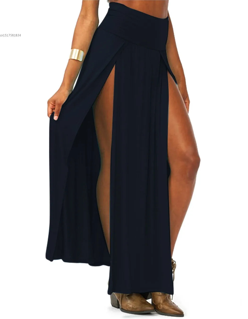 2025 New Arrival High Waisted Sexy Womens Double Slits Summer Solid Long Maxi Skirt Wholesale 51 Valentine's Day Gifts