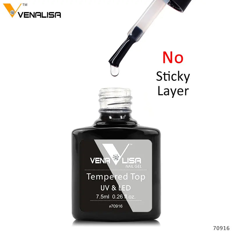 Hot Sell Venalisa Nail Art 7.5ml Tempered Top Coat Matte Top Primer Base Coat Color Gel Nail Polish UV Gel Soak Off Manicure