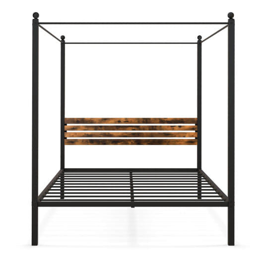 Queen Size Canopy Bed Frame with Under Bed Storage-Twin Size-0